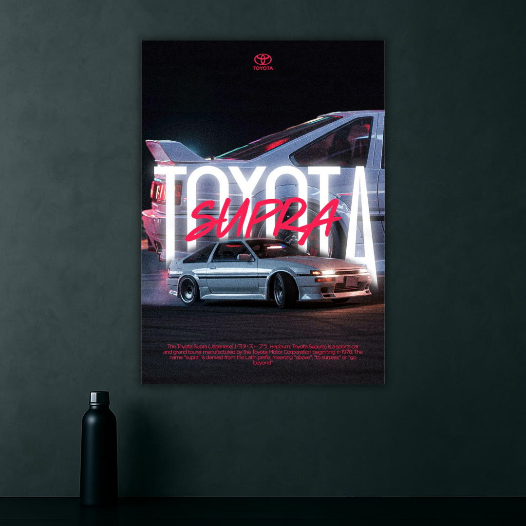 Toyota Supra Poster | Sports Car Wall Art Print for Garages & Fans