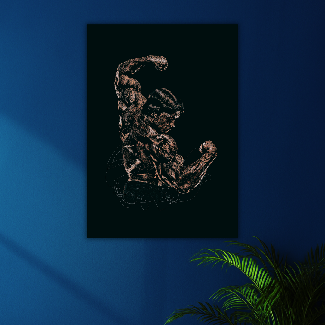 Flex the Grind | Arnold Schwarzenegger Sketch Poster | Gym Motivation