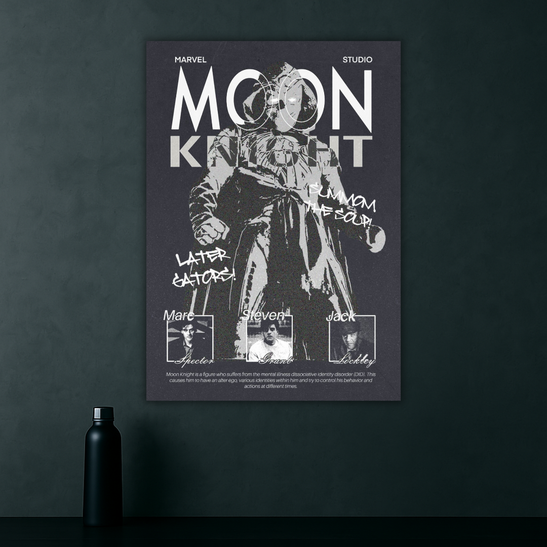 Shattered Psyche | Moon Knight Grunge Style Poster