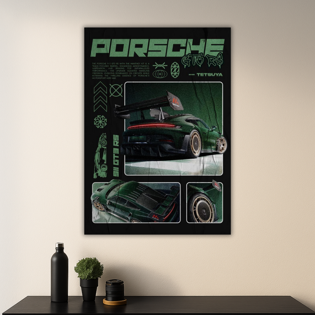 Porsche 911 GT3RS Showcase Poster | Retro Edition