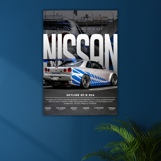 Built for Speed, Born a Legend | Nissan GT-R R34 Poster | JDM Heritage Edition