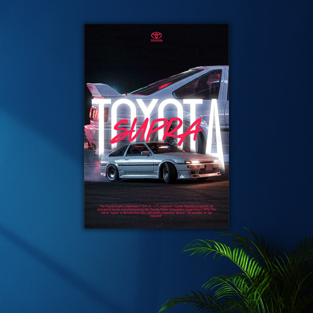 Toyota Supra Poster | Sports Car Wall Art Print for Garages & Fans