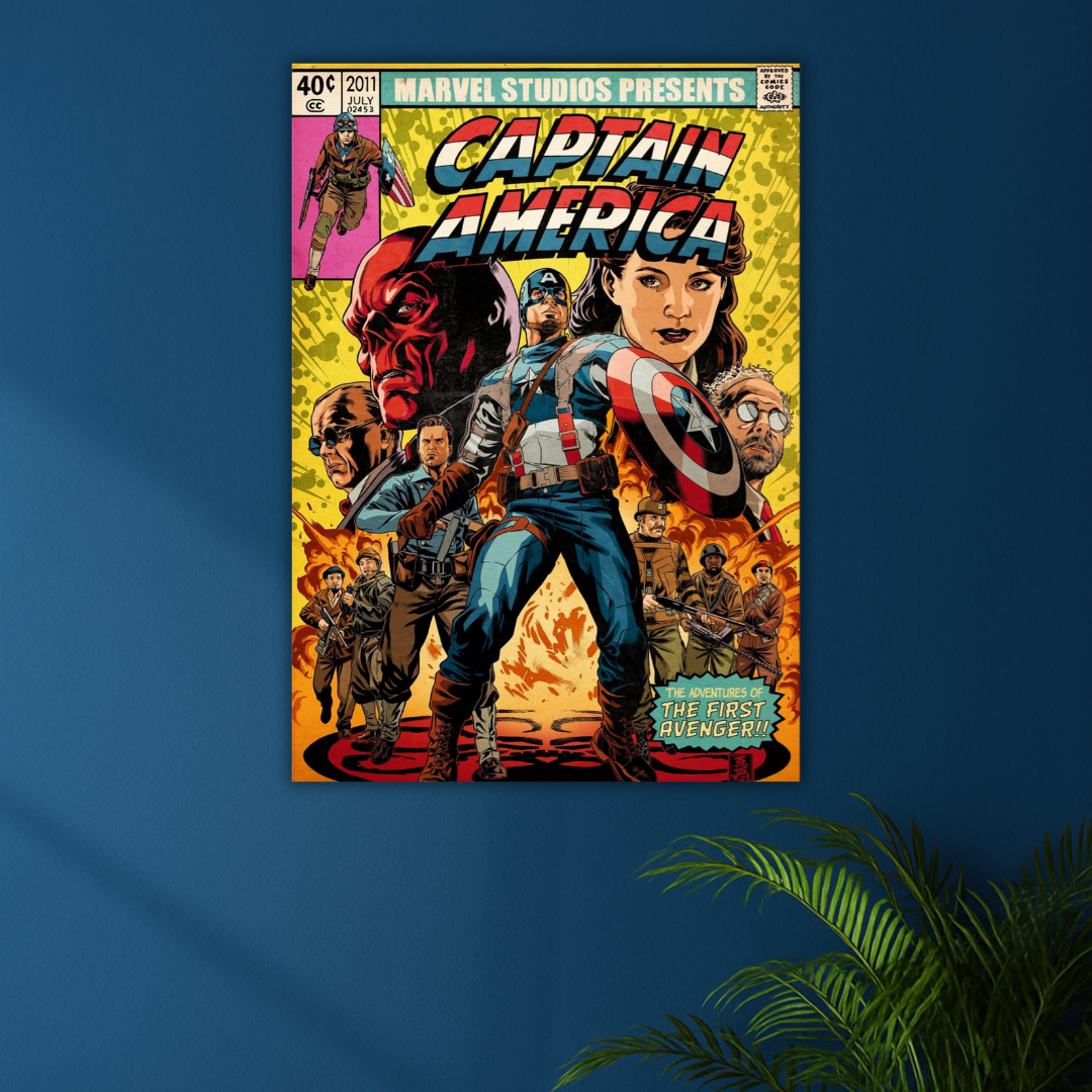 The First Avenger | Captain America Poster | Retro Comics Collection