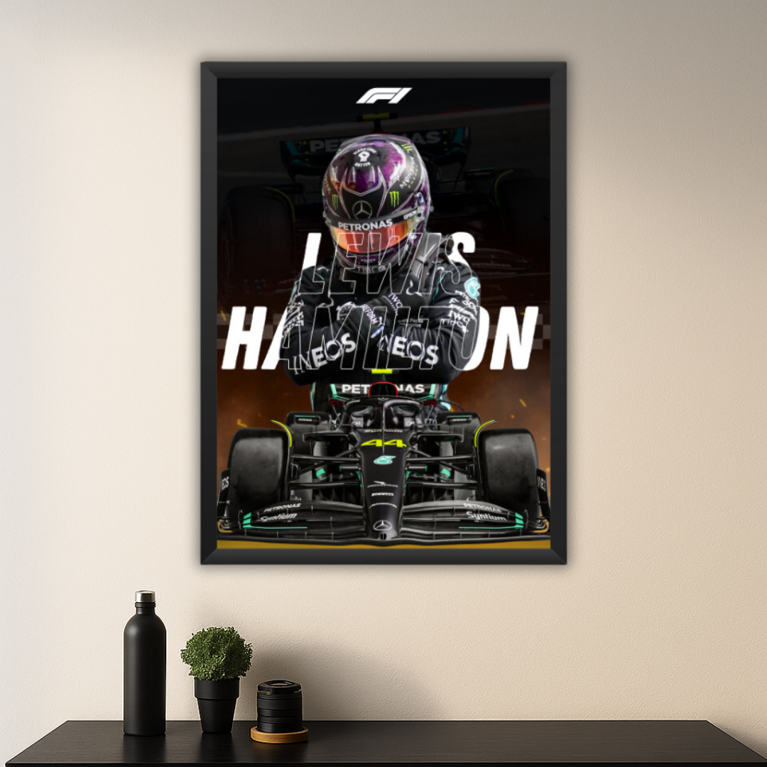 Lewis Hamilton F1 Racing Poster | Framed Print for Car & Motorsport Enthusiasts