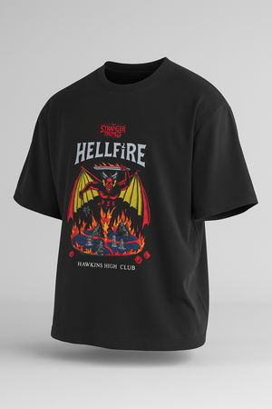 Hellfire Oversized Tee For Men | Stranger Things Edition